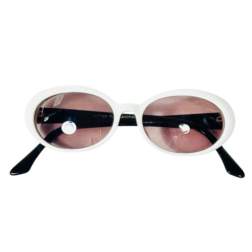 Black Flys Butter Fly Sunglasses Black White Frame Pink Lens USA New Vintage